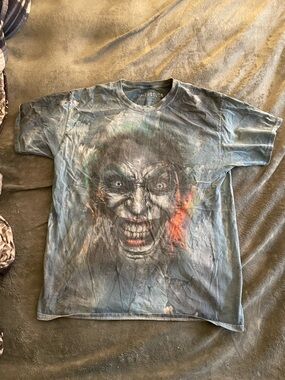 DC Comics Injustice Graphic Tee - Blueish Gray Tie Dye Die Shirt For Men